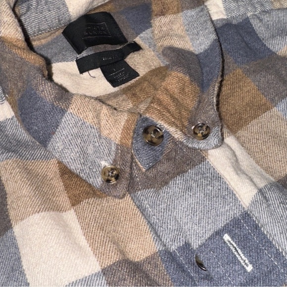 Men's 14th & Union Cotton Flannel Shirt, Large, Brown Blue Plaid - Picture 3 of 5